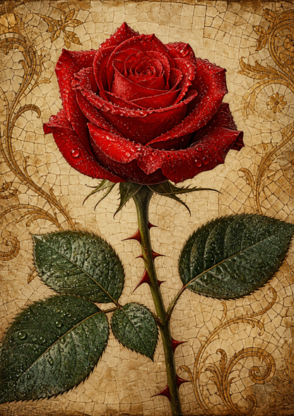 Rice Paper For Decoupage  Romantic Red Rose Full Cat. No. 9362