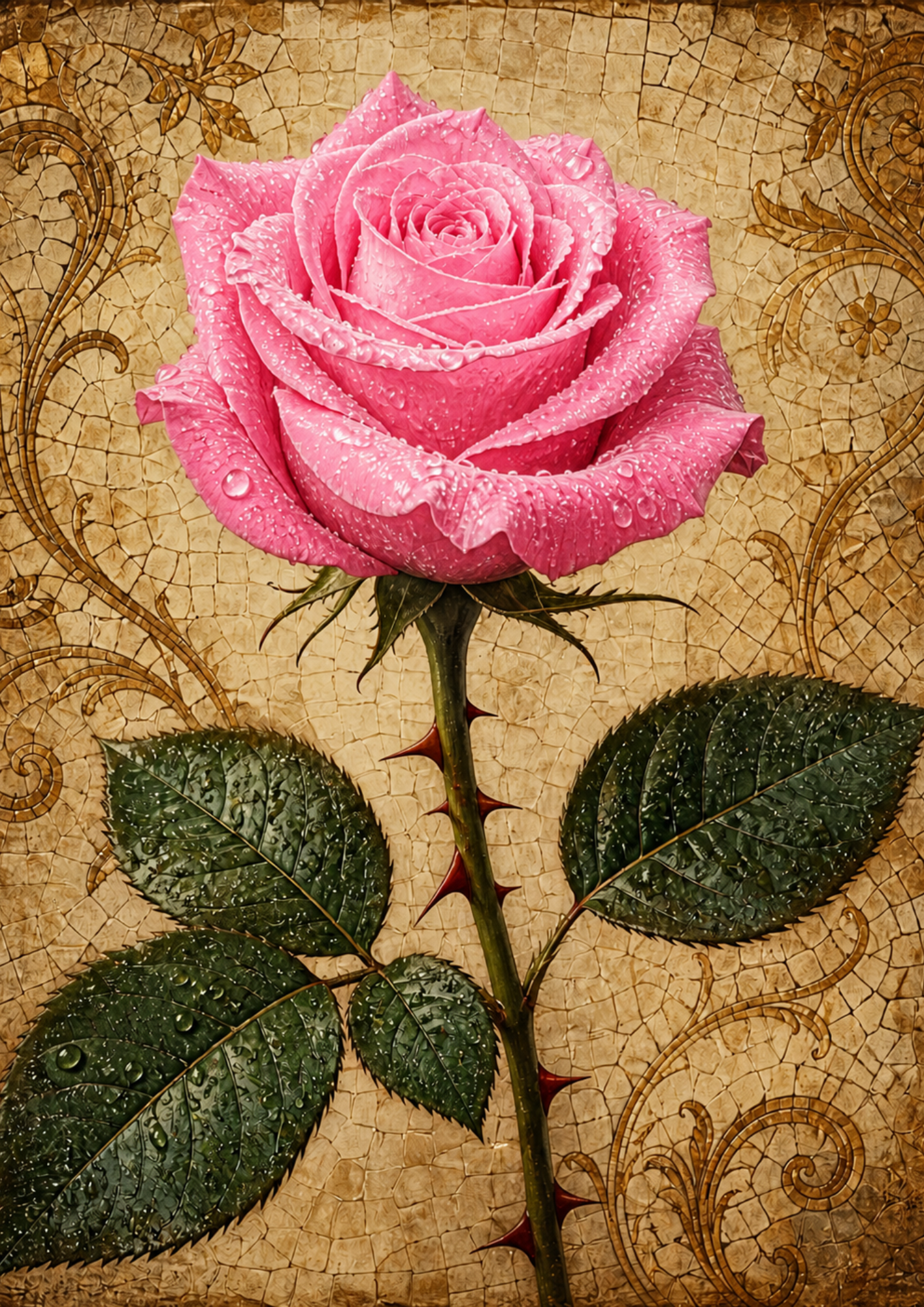 Rice Paper For Decoupage  Romantic Pink Rose Full Cat. No. 9363