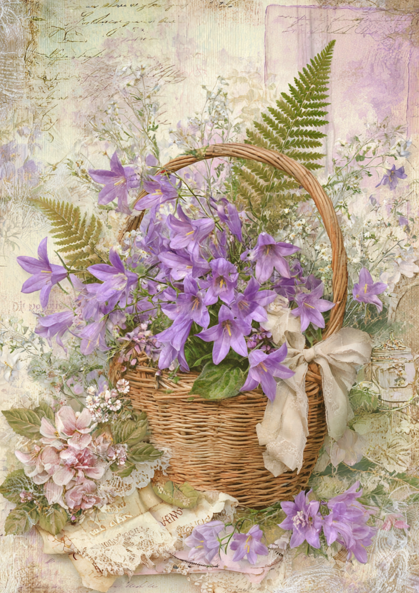 Rice Paper For Decoupage Bells and Forest Fern Full Cat. No. 9370