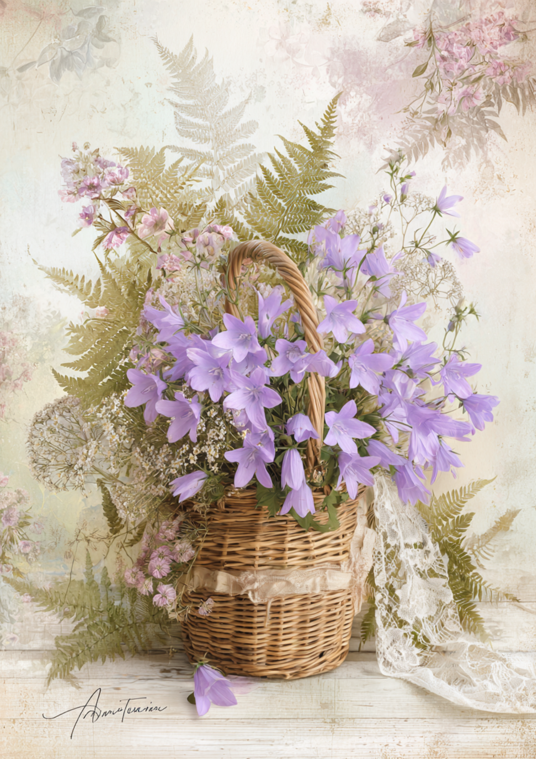 Reispapier für Decoupage, Blumenhintergrund, vollständig, Kat. Nr. 4809