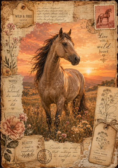 Rice Paper For Decoupage Beautiful Horse & Sunset Full Cat. No. 9374