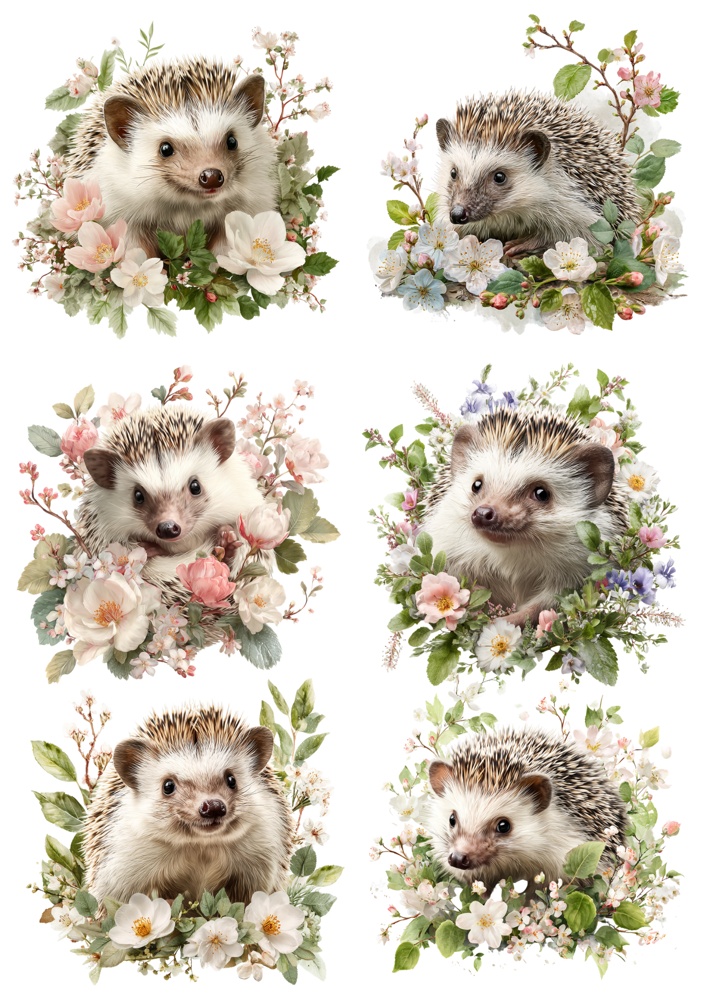 Rice Paper For Decoupage Spring Hedgehog Collage  Cat. No. 9375