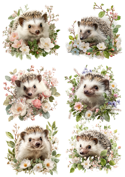 Rice Paper For Decoupage Spring Hedgehog Collage  Cat. No. 9375