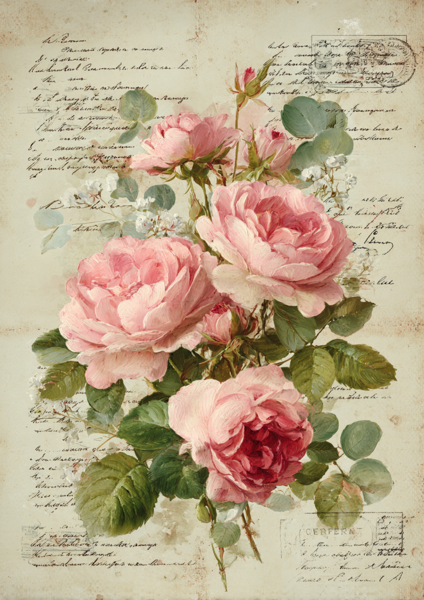 Reispapier für Decoupage, Blumenhintergrund, vollständig, Kat. Nr. 4809