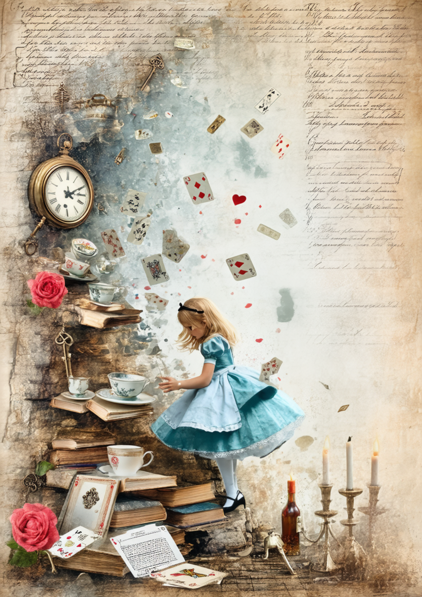 Rice Paper For Decoupage Alice in Wonderland Scene Full  Cat. No. 9402