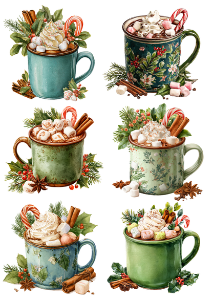 Rice Paper For Decoupage Christmas Hot Cocoa Mug Collage  Cat. No. 9427