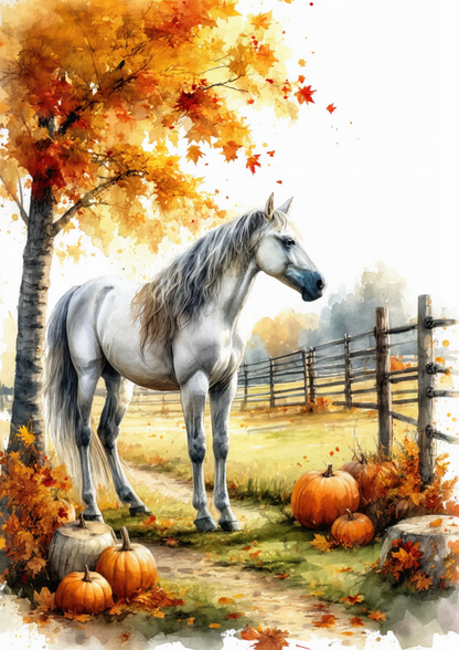 Rice Paper For Decoupage Autumn Landscape & Beautiful Horse Full Cat. No. 9468