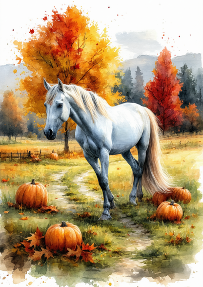 Rice Paper For Decoupage Autumn Landscape & Beautiful Horse Full Cat. No. 9469