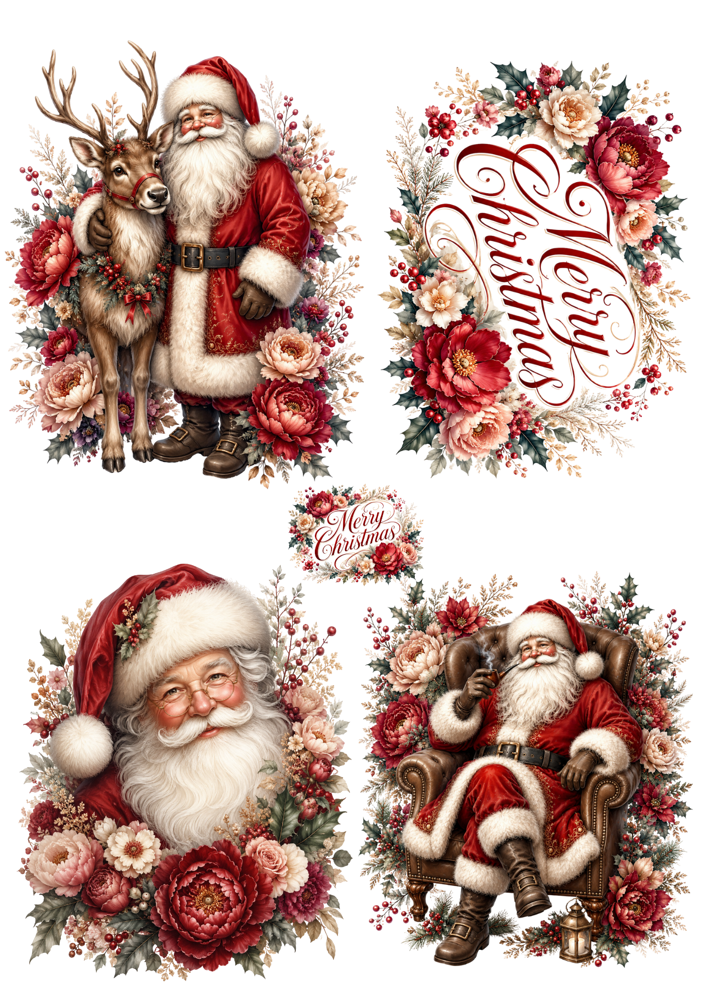 Rice Paper For Decoupage Santa Clause Scene Collage Cat. No. 9473