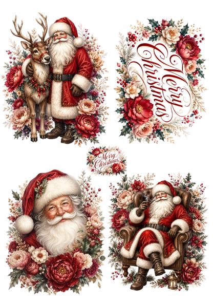 Rice Paper For Decoupage Santa Clause Scene Collage Cat. No. 9473