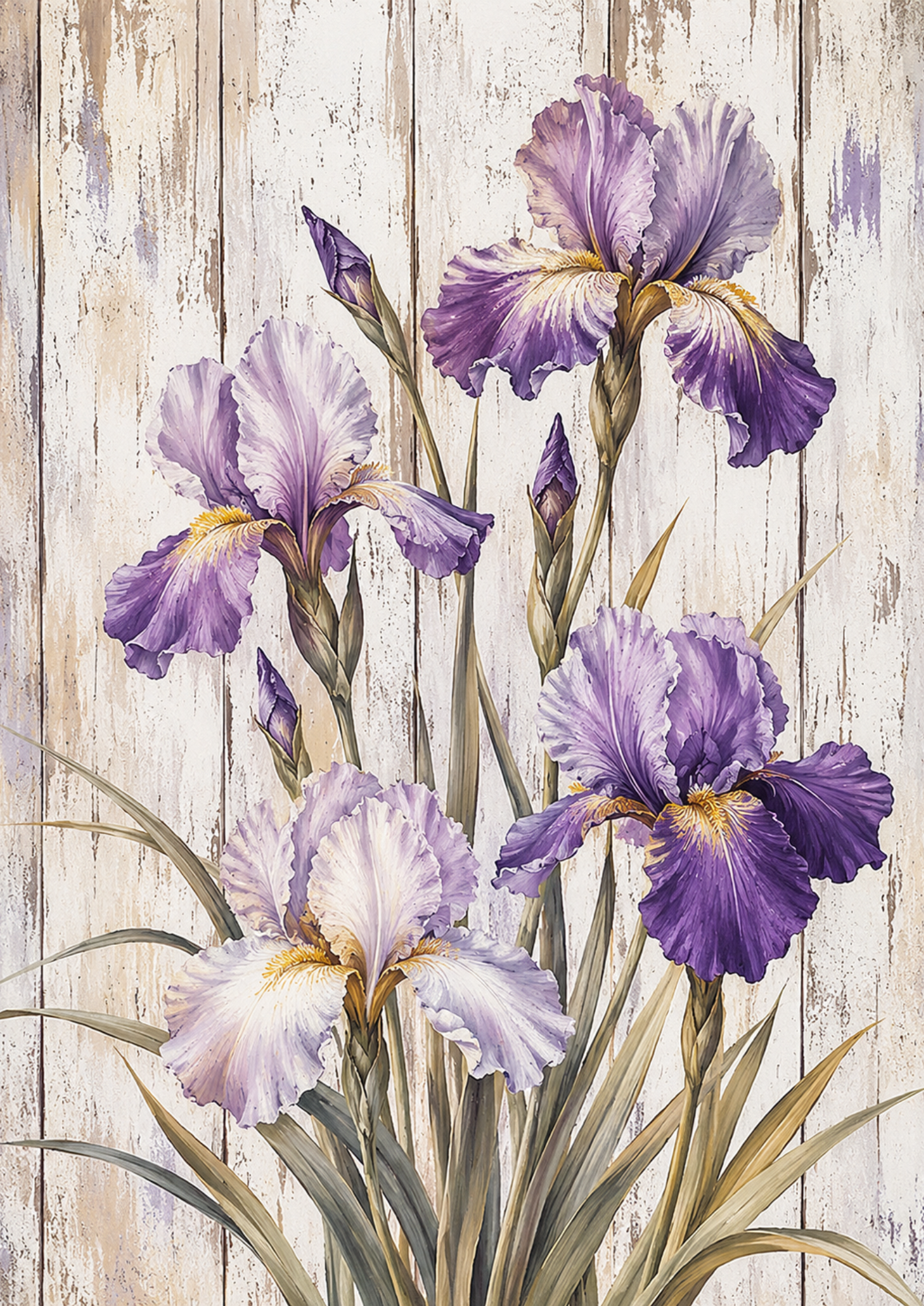 Rice Paper For Decoupage  Iris on Wooden Desk Full  Cat. No. 9480