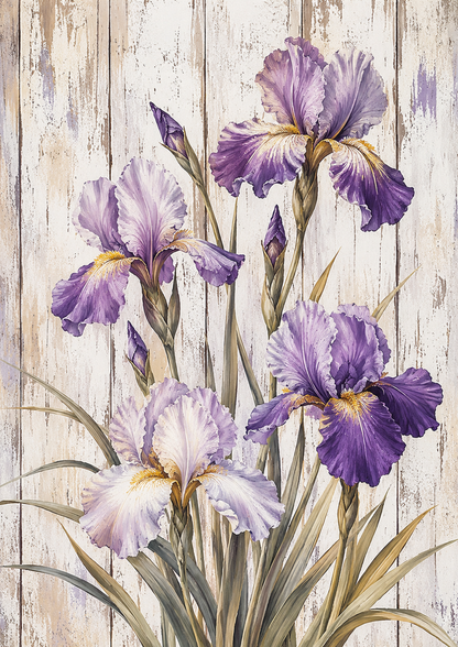 Rice Paper For Decoupage  Iris on Wooden Desk Full  Cat. No. 9480