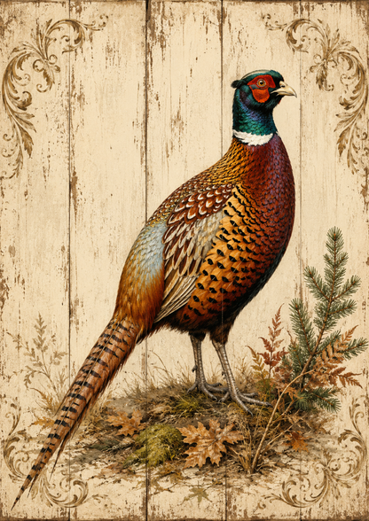 Rice Paper For Decoupage Majestic Pheasant on Wooden Board Full  Cat. No. 9491