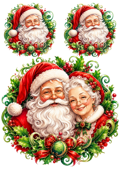 Rice Paper For Decoupage Lovely Mr & Mrs Santa Collage  Cat. No. 9494