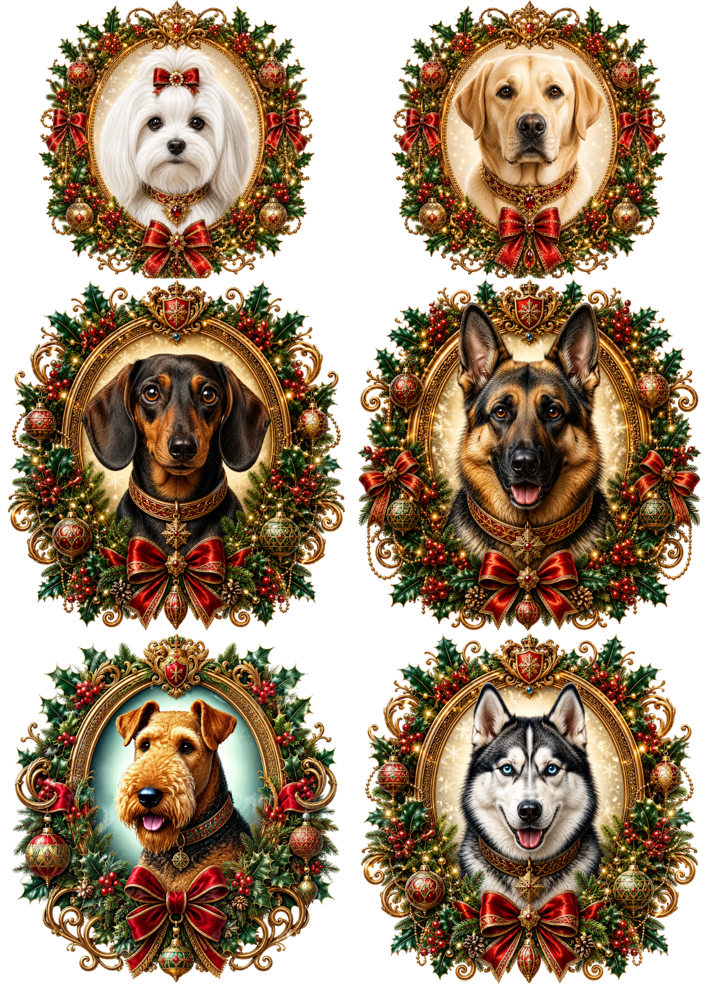 Rice Paper For Decoupage Festive Dog Ovals Collage  Cat. No. 9497