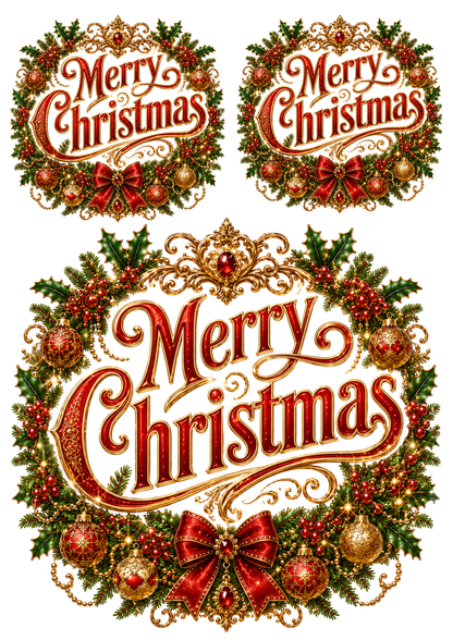Rice Paper For Decoupage Sign -  Merry Christmas  Collage  Cat. No. 9498