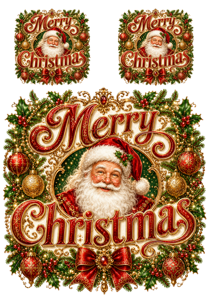Rice Paper For Decoupage Sign -  Merry Christmas  Collage  Cat. No. 9499