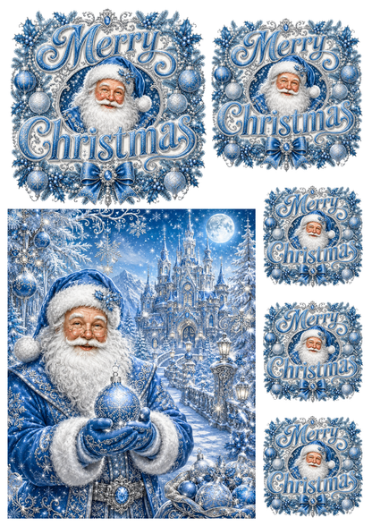 Rice Paper For Decoupage Santa Clause in Winter Wonderland Collage Cat. No. 9503