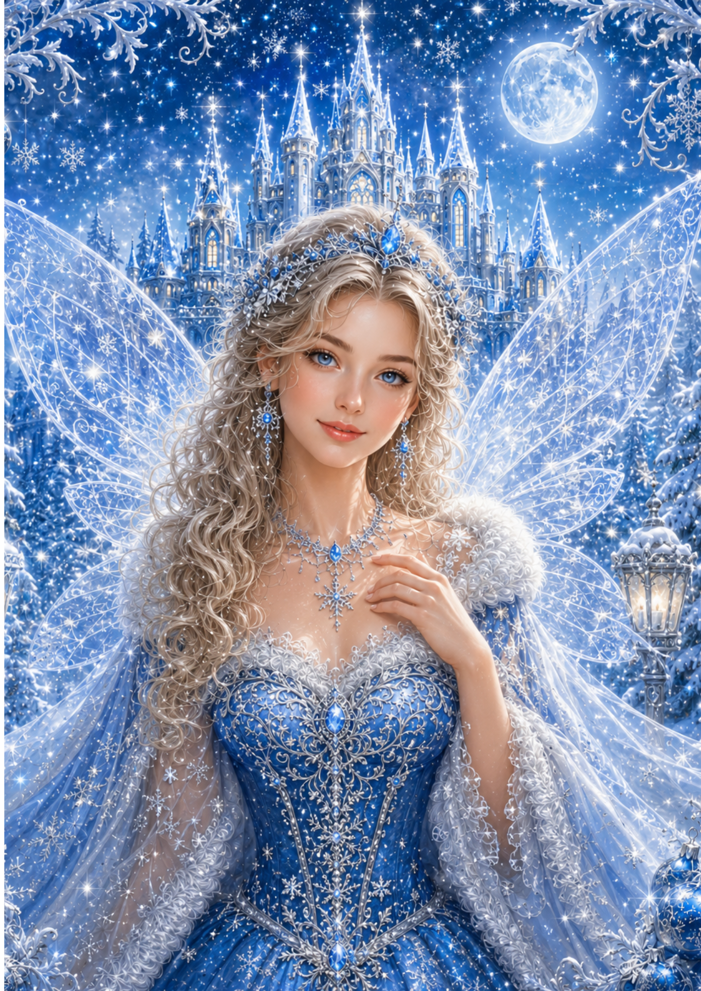 Rice Paper For Decoupage Beautiful Fairy in Winter Wonderland Full Cat. No. 9504