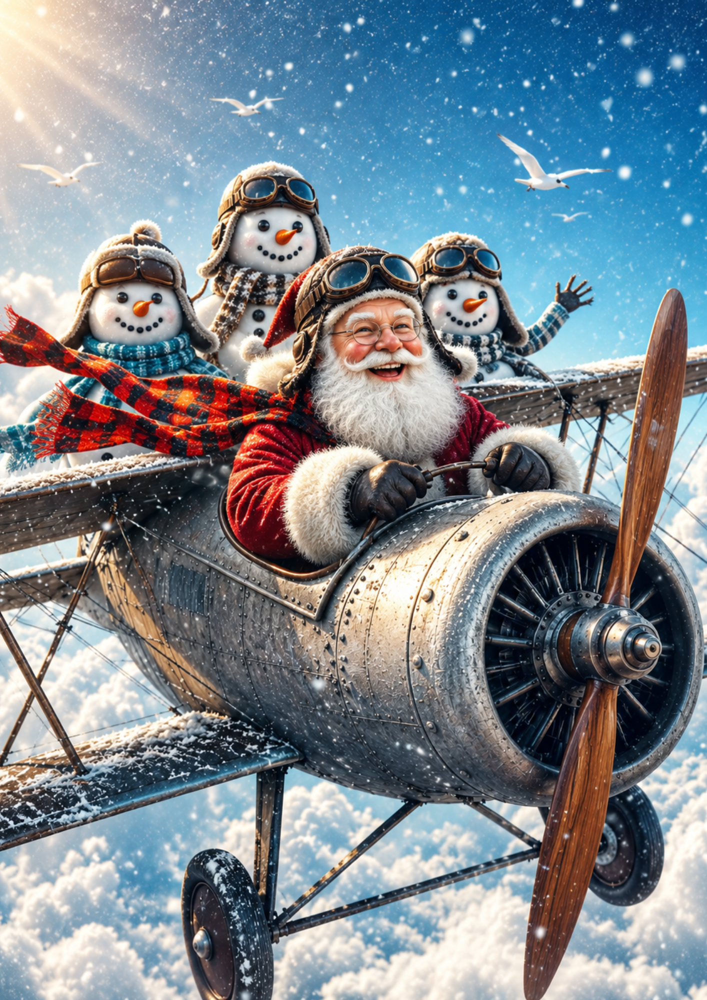 Rice Paper For Decoupage Santa Clause Journey by Plane Full  Cat. No. 9510