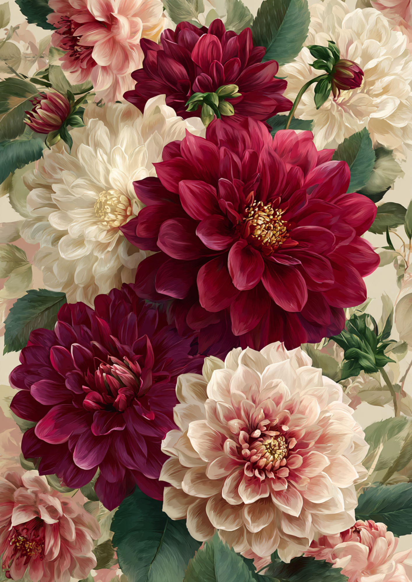 Rice Paper For Decoupage Burgundy Dahlias  Full  Cat. No. 9520