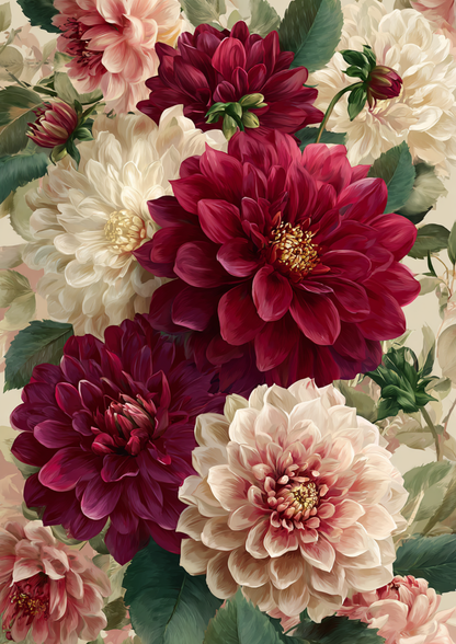 Rice Paper For Decoupage Burgundy Dahlias  Full  Cat. No. 9520