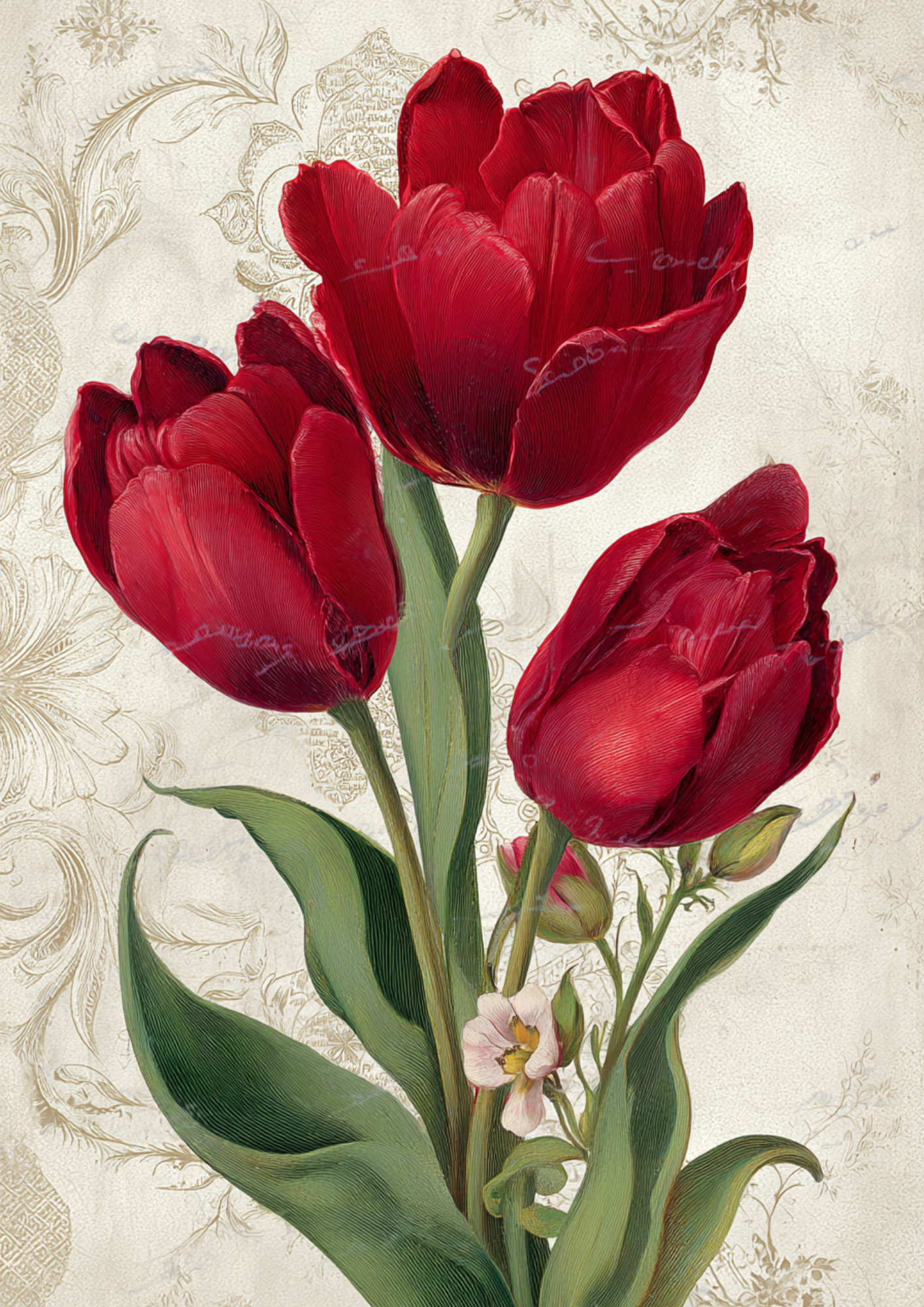 Rice Paper For Decoupage Red Tulips Full  Cat. No. 9529