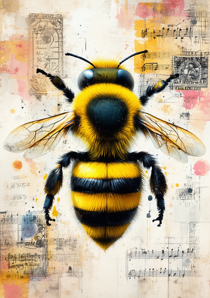 Rice Paper For Decoupage Bee on Vintage Background Full  Cat. No. 9537