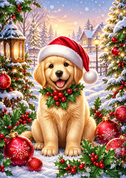 Rice Paper For Decoupage Festive Cute Labrador Full  Cat. No. 9548
