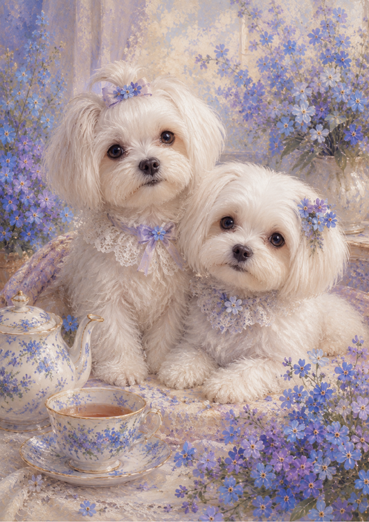 Rice Paper For Decoupage Cute Maltese Dogs Full  Cat. No. 9568