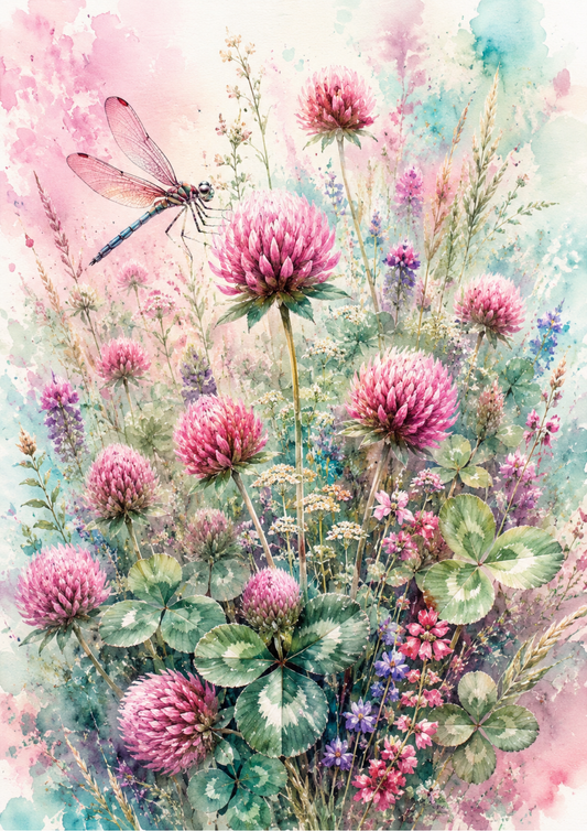 Rice Paper For Decoupage Summer Meadow & Dragonfly Full  Cat. No. 9587