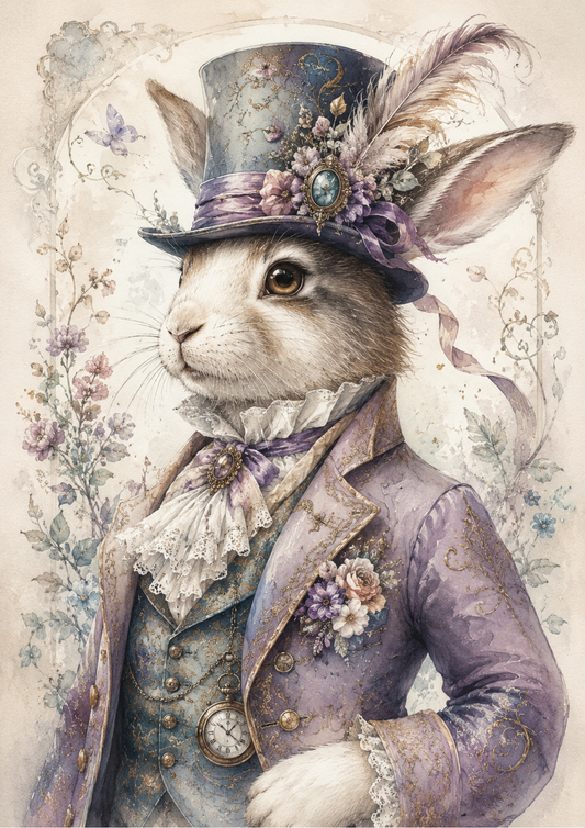 Rice Paper For Decoupage White Rabbit Portrait  Full  Cat. No. 9591