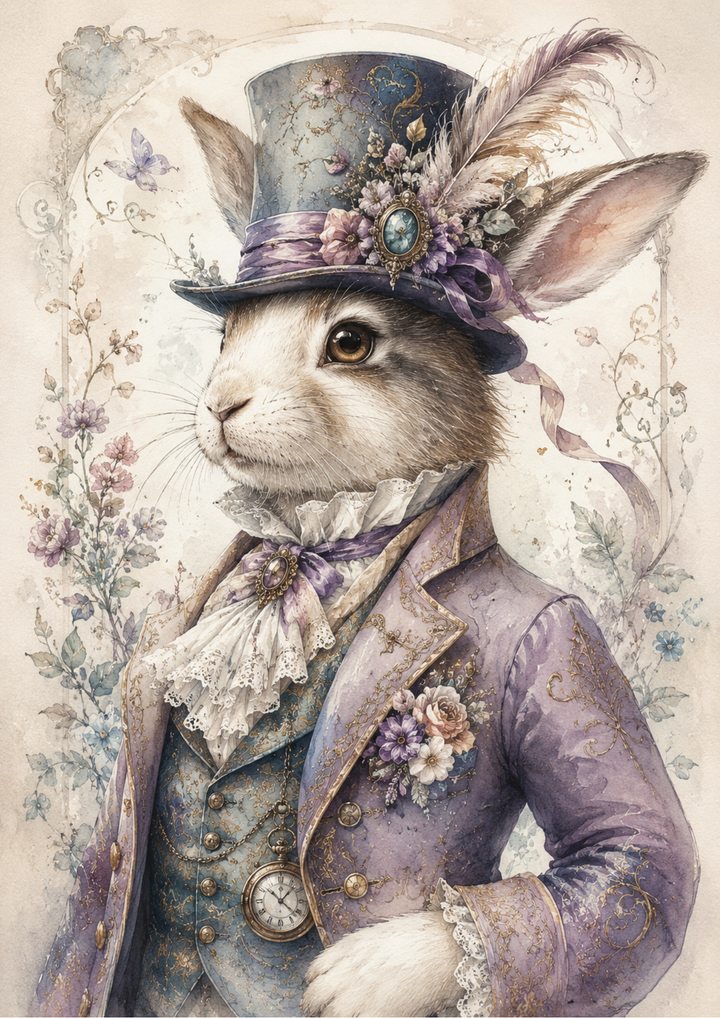 Rice Paper For Decoupage White Rabbit Portrait  Full  Cat. No. 9591