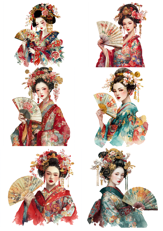 Rice Paper For Decoupage Beautiful Geisha Collage  Cat. No. 9604