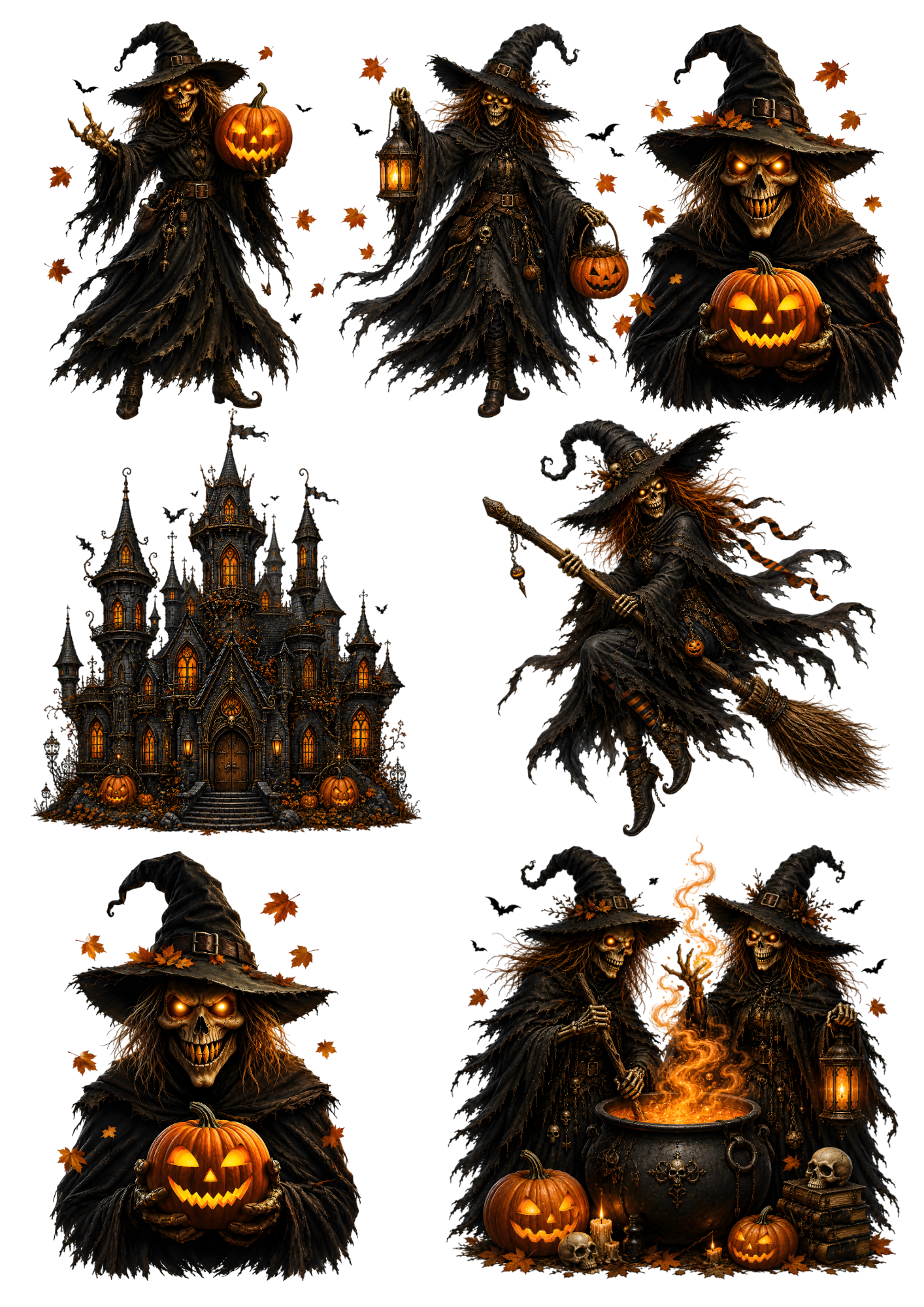 Rice Paper For Decoupage Halloween Scary Witch Collage  Cat. No. 9612