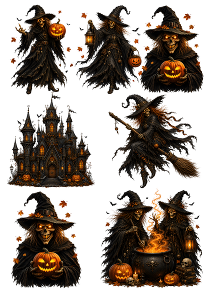 Rice Paper For Decoupage Halloween Scary Witch Collage  Cat. No. 9612