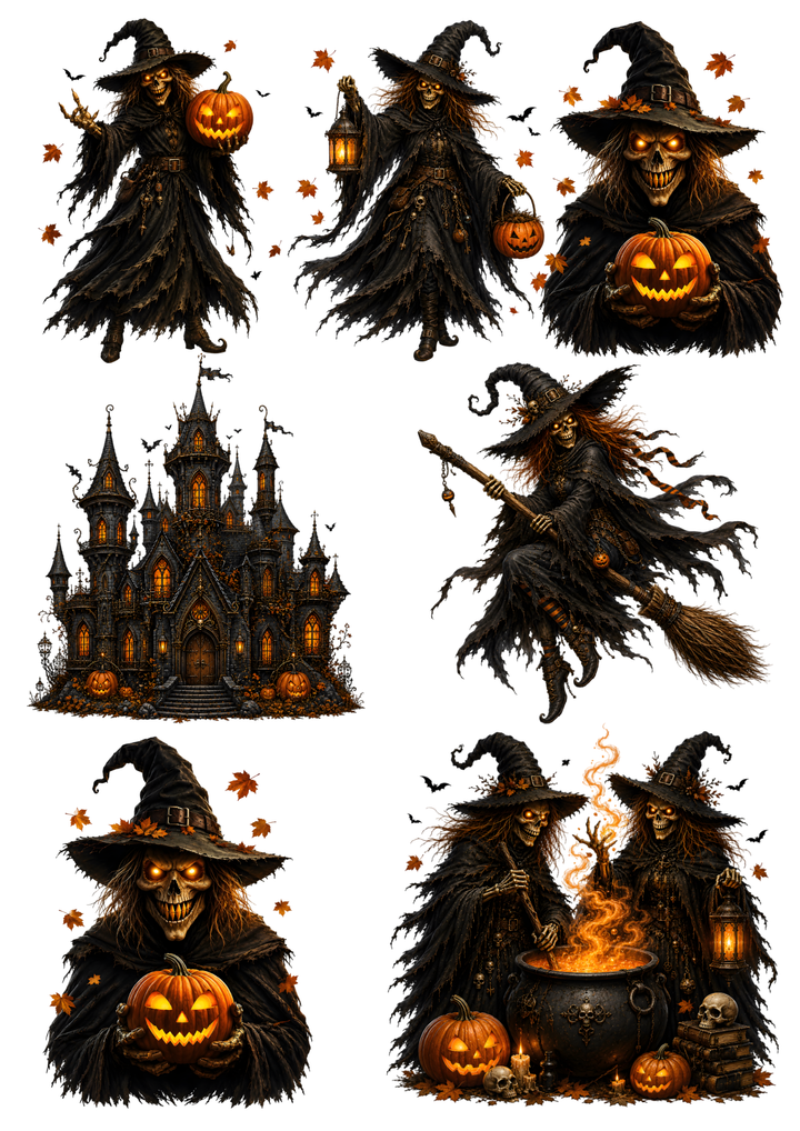 Rice Paper For Decoupage Halloween Scary Witch Collage  Cat. No. 9612