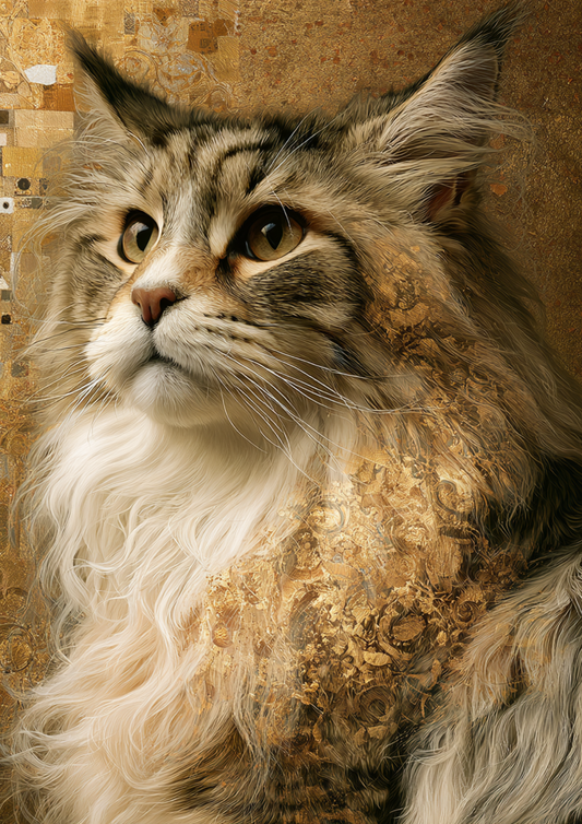 Rice Paper For Decoupage  Cat Portrait in Klimt Style Full  Cat. No. 9614