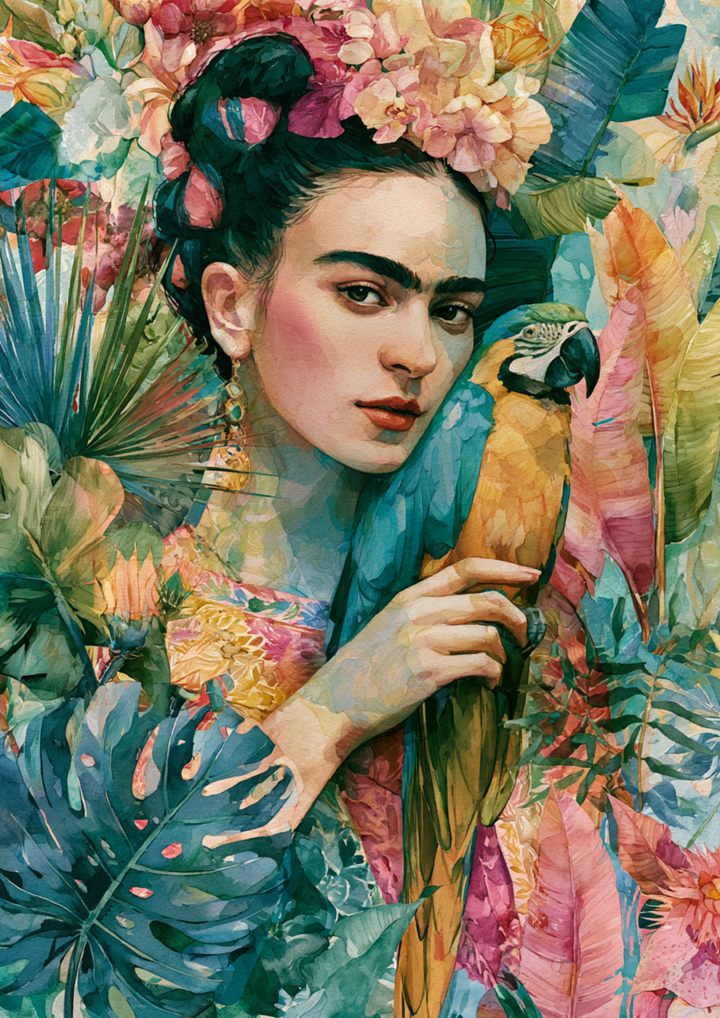 Rice Paper For Decoupage  Frida Kahlo &amp; Parrot Full  Cat. No. 9635