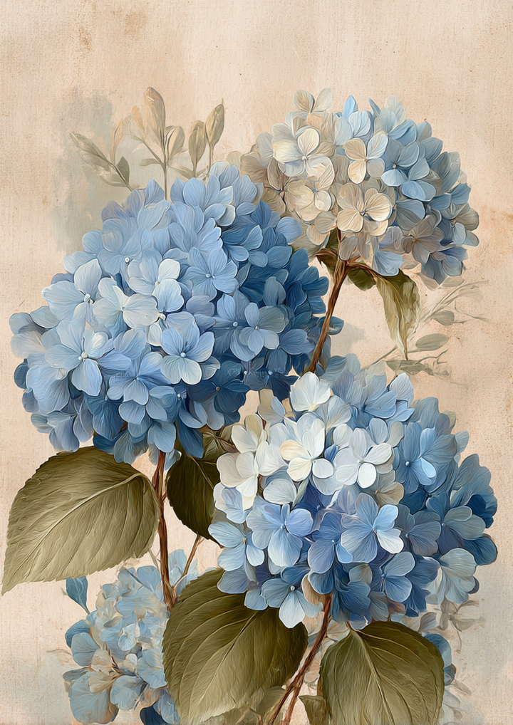 Rice Paper For Decoupage  Blue Hydrangea Background Full  Cat. No. 9643