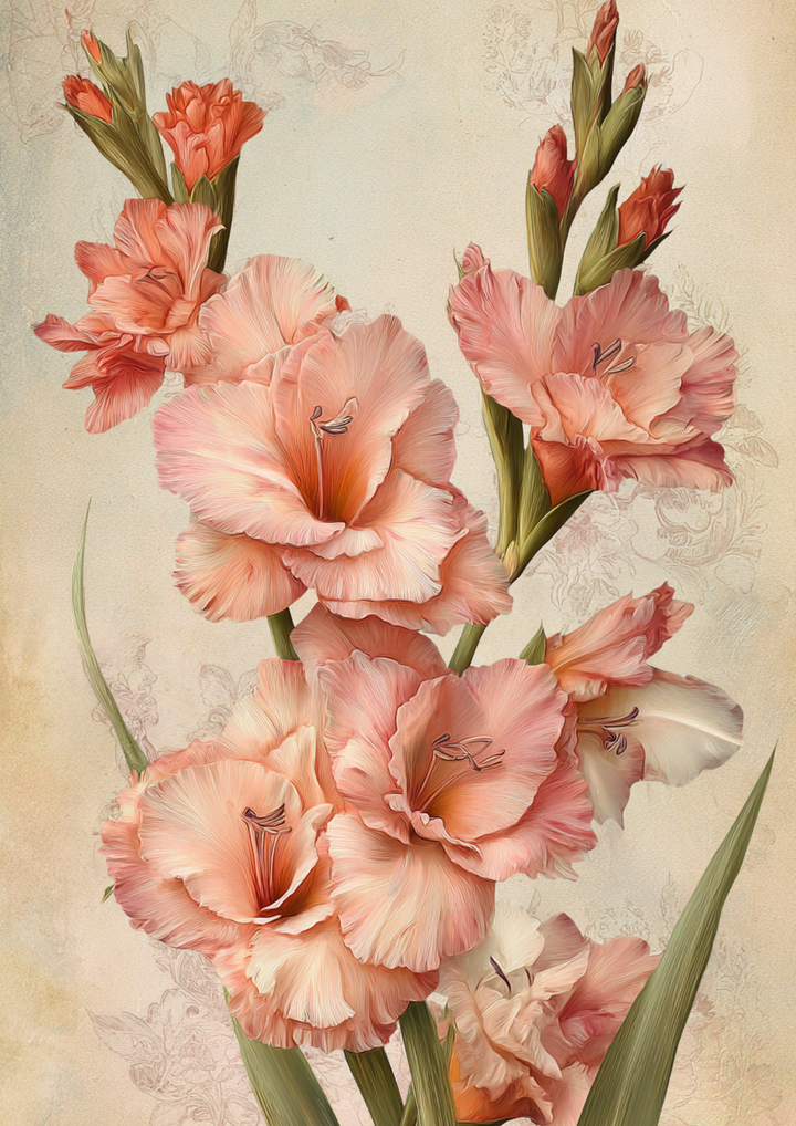 Rice Paper For Decoupage Beautiful Gladioli Flowers Full  Cat. No. 9649