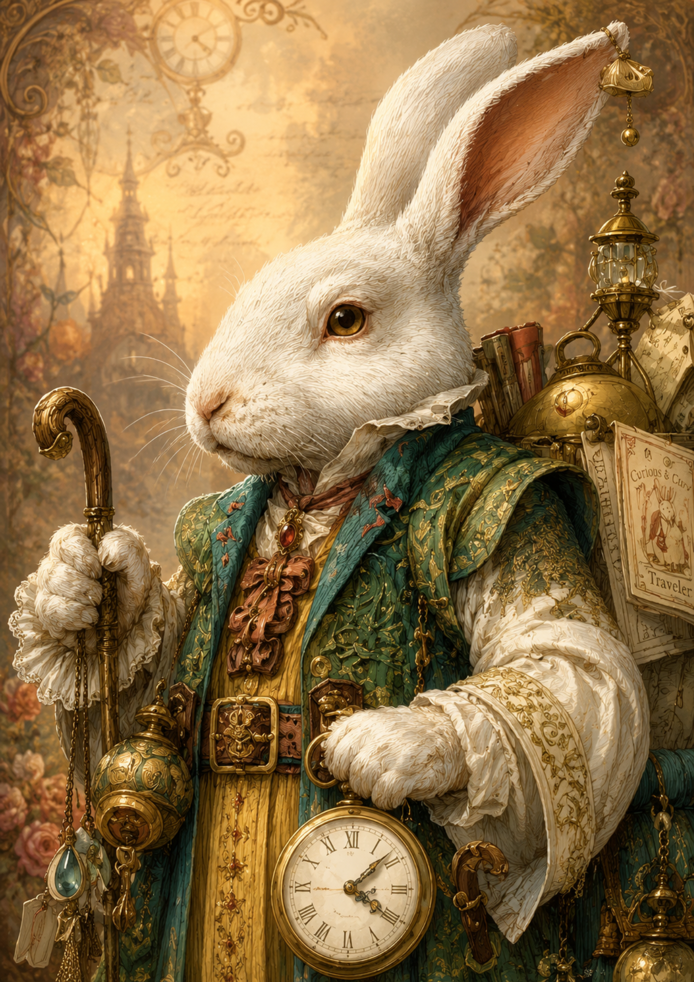 Rice Paper For Decoupage White Rabbit from Wonderland   Full  Cat. No. 9660