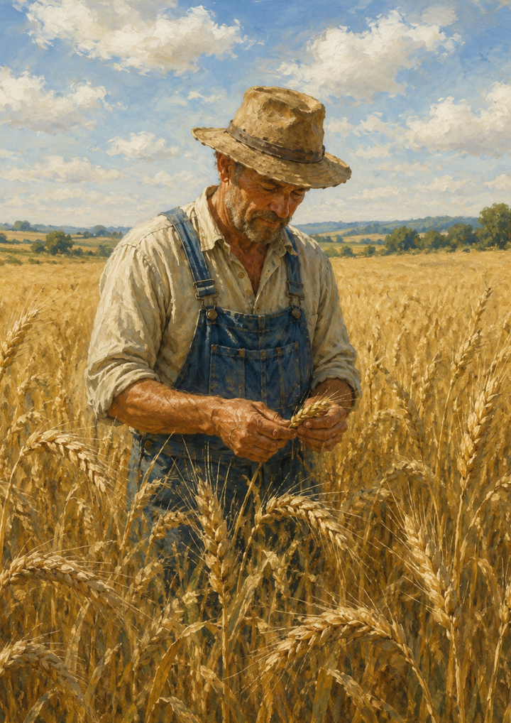 Rice Paper For Decoupage Farmer in Wheat Field  Full  Cat. No. 9669
