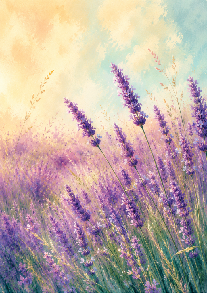 Rice Paper For Decoupage Wild Lavender Field  Full  Cat. No. 9679