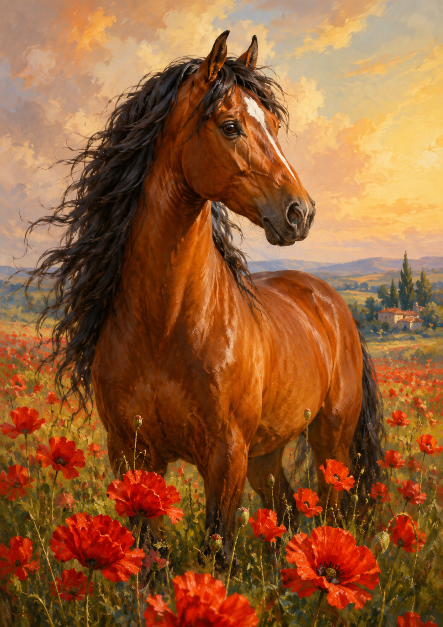 Rice Paper For Decoupage Horse in the Meadow Full  Cat. No. 9682