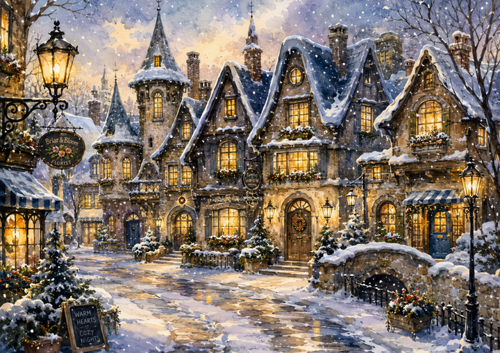 Rice Paper For Decoupage Winter Snowy Village Full  Cat. No. 9692