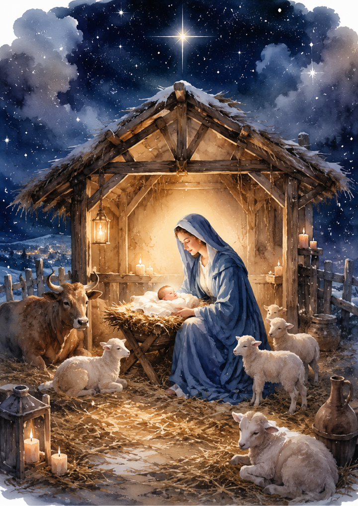 Rice Paper For Decoupage Nativity Scene - Mother &amp; Jesus Full  Cat. No. 9696