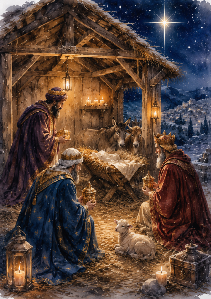 Rice Paper For Decoupage Nativity Scene - Wise Men Full  Cat. No. 9697