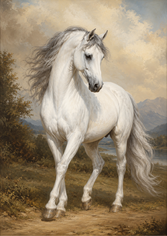 Rice Paper For Decoupage White Horse Full  Cat. No. 9700