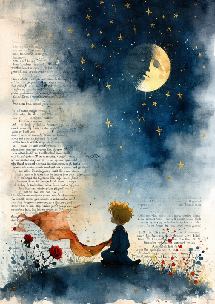 Rice Paper For Decoupage The Little Prince &amp; Moon Full  Cat. No. 9704